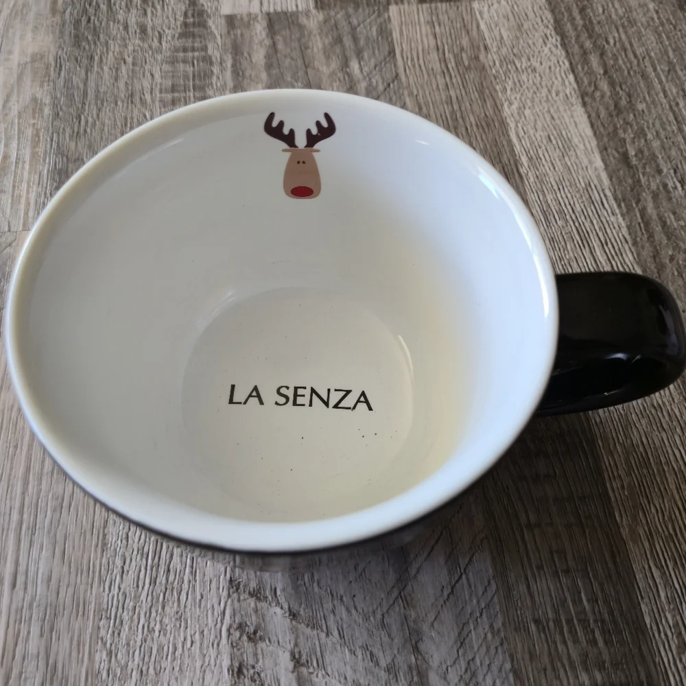 La Senza Northpole Black Reindeer Mug Gold Script Rudolph Oversized - Picture 4 of 6